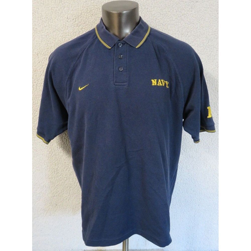 Mens Nike Team Navy Houston Bowl Polo Shirt Size XL Blue Yellow Vintage 2003